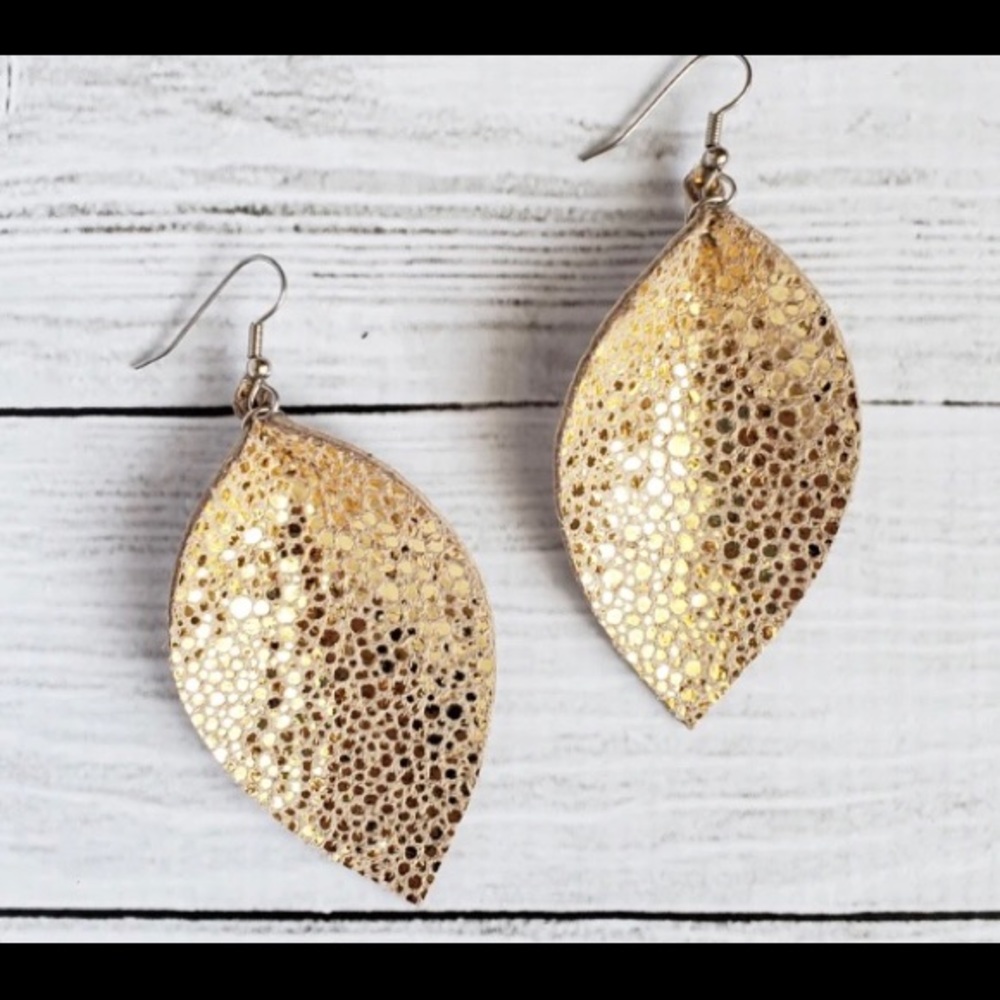 The Purple Chickadee Gold Leaf Earrings
